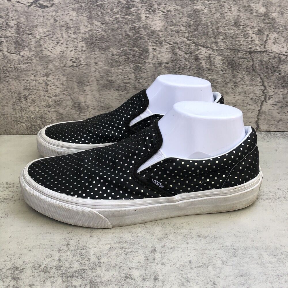 Vans Classic Slip On Metallic Dots Black And Silver Women’s 9.5 Men’s 8 - Picture 2 of 7